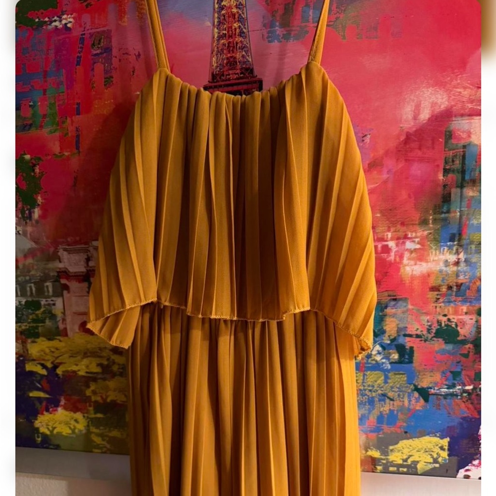 NWOT Mustard Spaghetti Strap Jumpsuit - Picture 2 of 4
